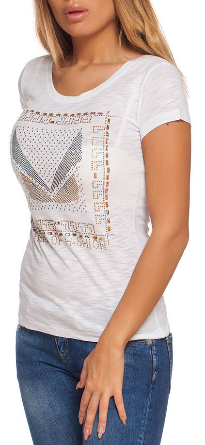 Fendi Women’s White Monster Eyes Crystal-Embellished T-Shirt