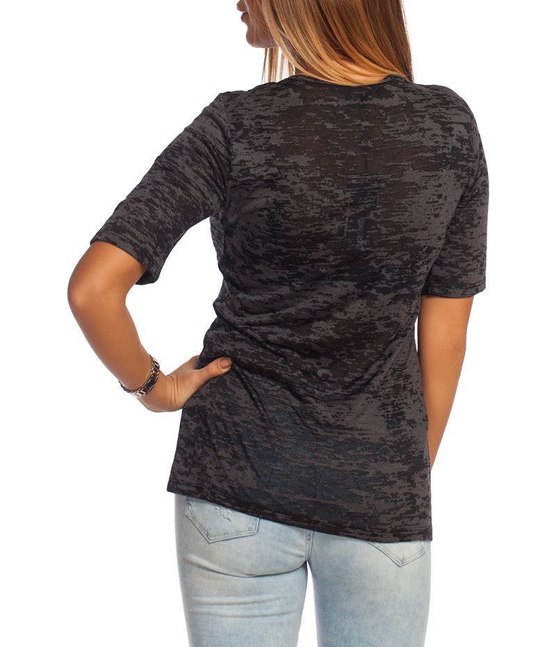 Just Cavalli Women’s Charcoal Grey Burnout Glitter Logo T-Shirt